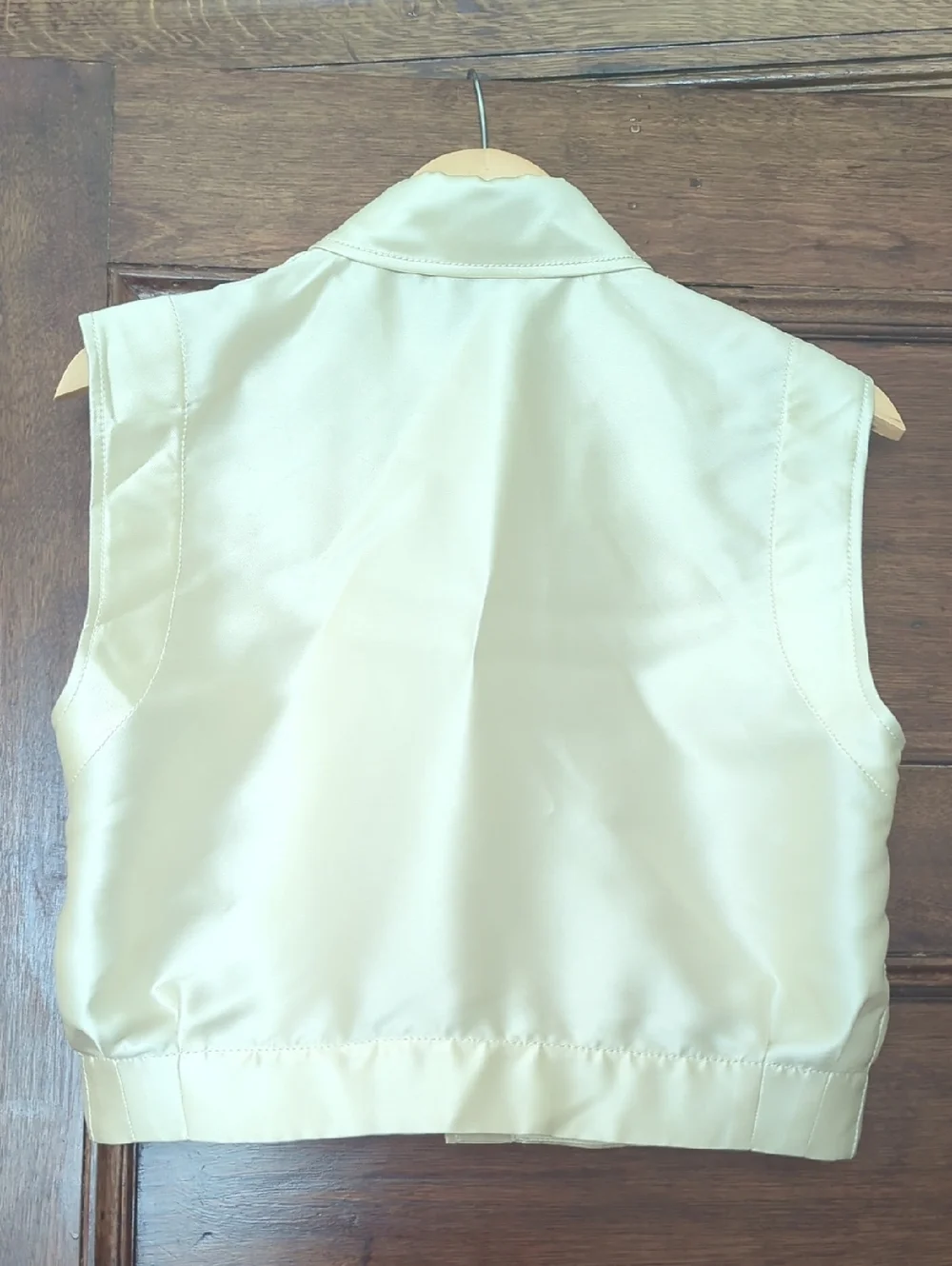 NWT Sandro Sleeveless Cropped Button-Up Top Cream Silk Blend Size (Size Medium) - Picture 3 of 4